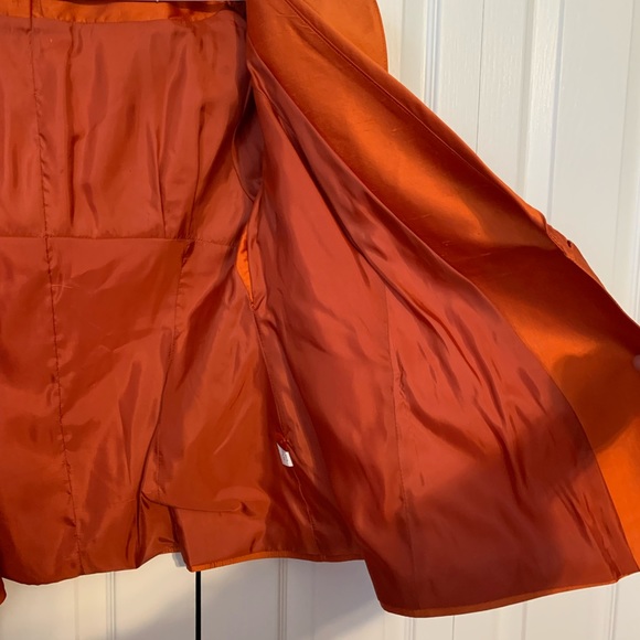 Silk SKIRT SUIT gorgeous orange. Never worn size 8/10 - Picture 4 of 13